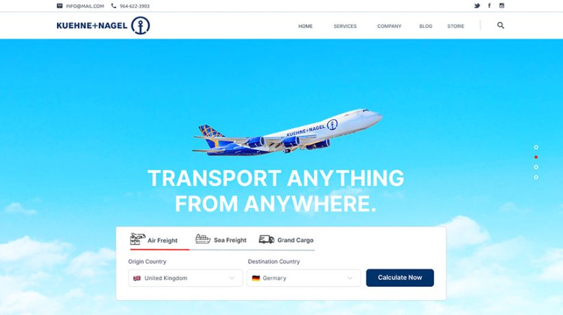 transport company website design